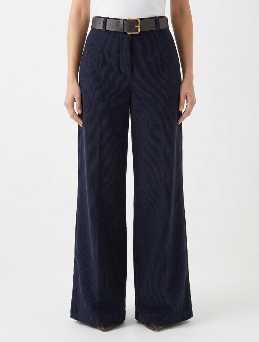 Pantaloni uniti a costine - Marina
