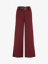 Pantalon ample uni à taille haute élastiquée - Bordeaux - 1