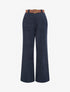 Pantalon élastiqué effet velours - Marine - 1