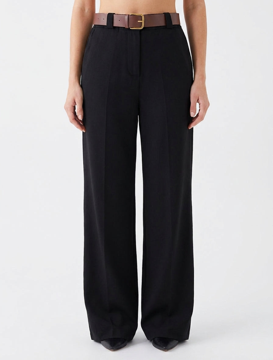 Pantaloni elasticizzati a gamba ampia - Nero