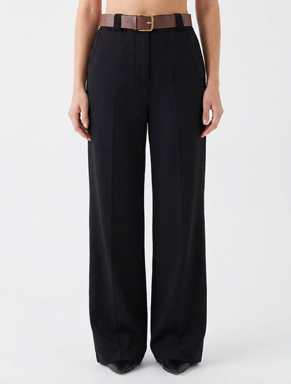 Pantaloni elasticizzati a gamba ampia - Nero