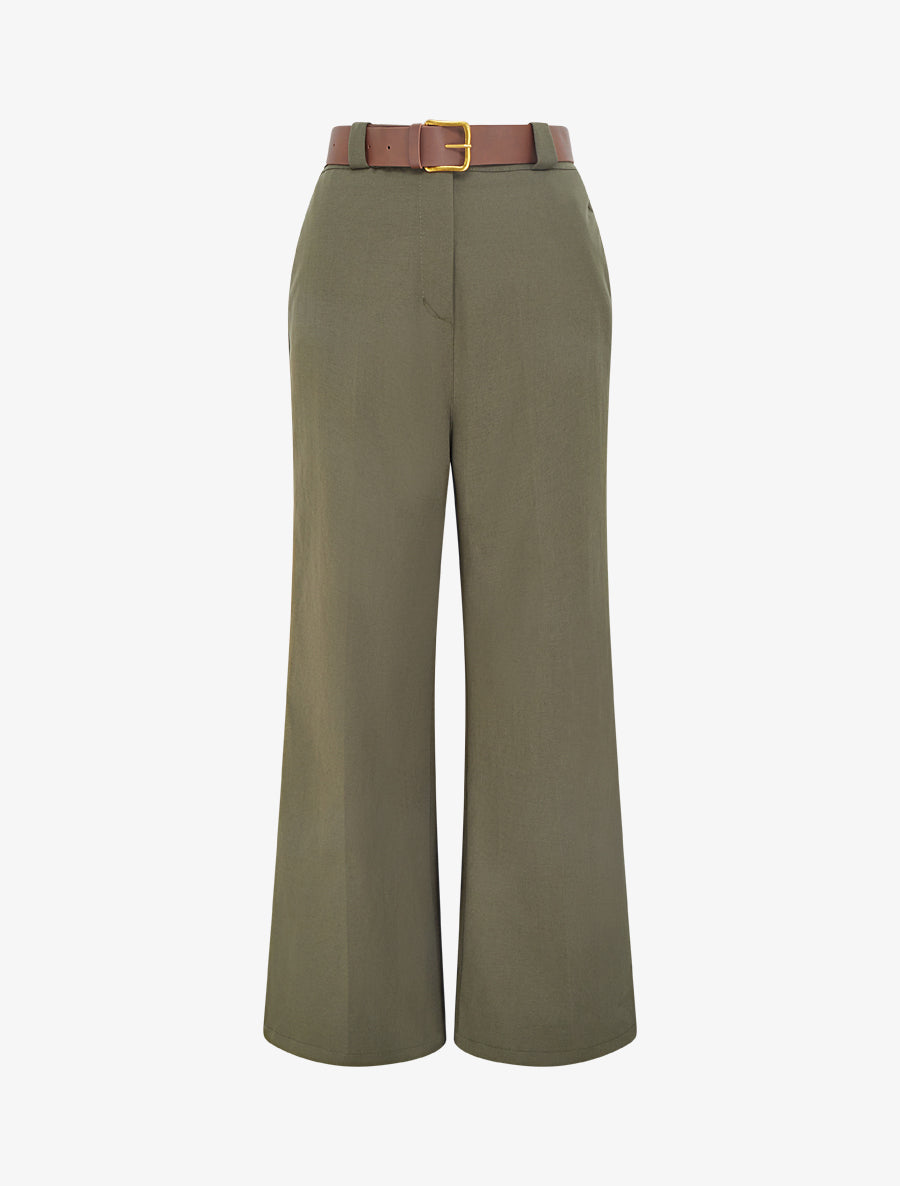 Pantalon élastiqué coupe ample - Kaki - 1
