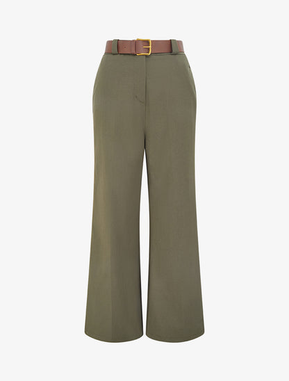 Pantalon élastiqué coupe ample - Kaki - 1