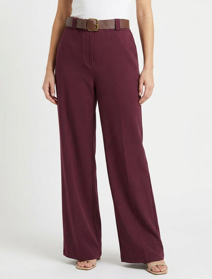 Pantaloni elasticizzati a gamba ampia - Feccia di vino
