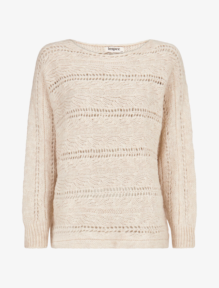 Pull dolman ajouré - Écru - 1