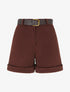 Short droit en velours côtelé taille haute - Bordeaux foncé - 1
