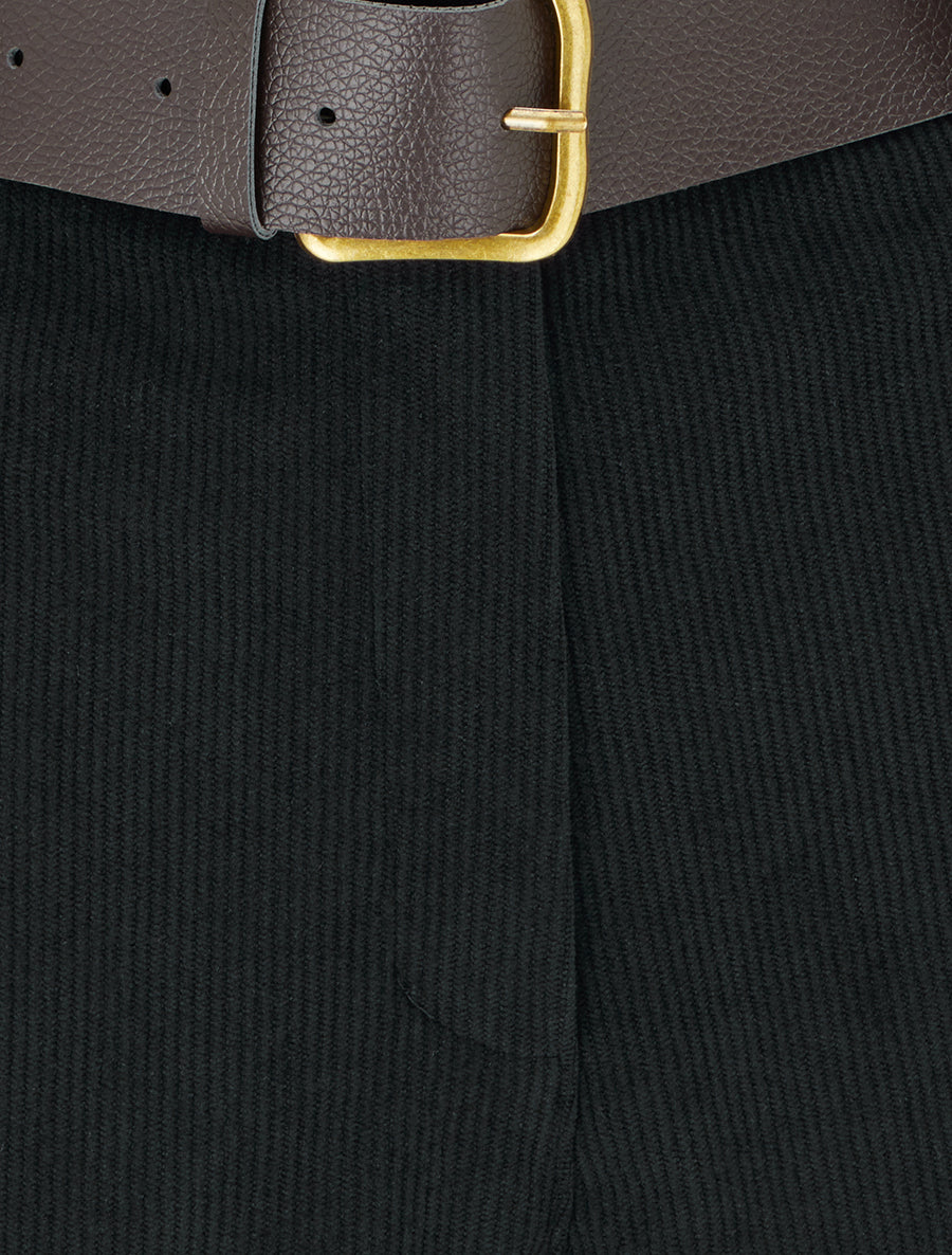 Short droit en velours côtelé taille haute - Noir - 3