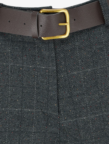 Short droit à carreaux taille haute - Gris foncé - 3