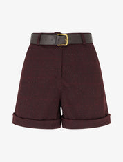 Short droit à carreaux taille haute - Lie de vin - 1