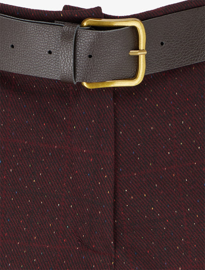 Short droit à carreaux taille haute - Lie de vin - 3