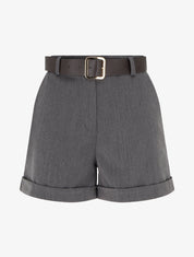 Short à revers ceinturé - Gris - 1