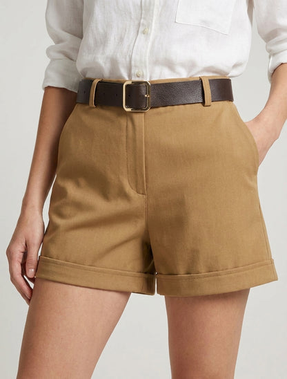 Pantaloncini con risvolto e cintura - Chameau