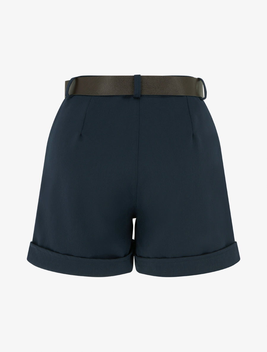 Short à revers ceinturé - Marine - 2