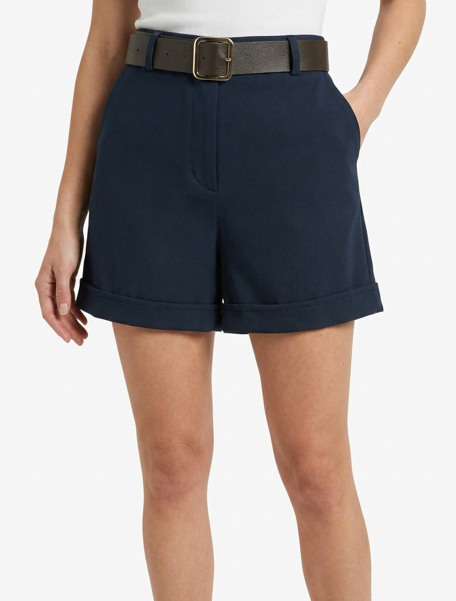 Pantaloncini con risvolto e cintura - Marina