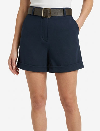Pantaloncini con risvolto e cintura - Marina