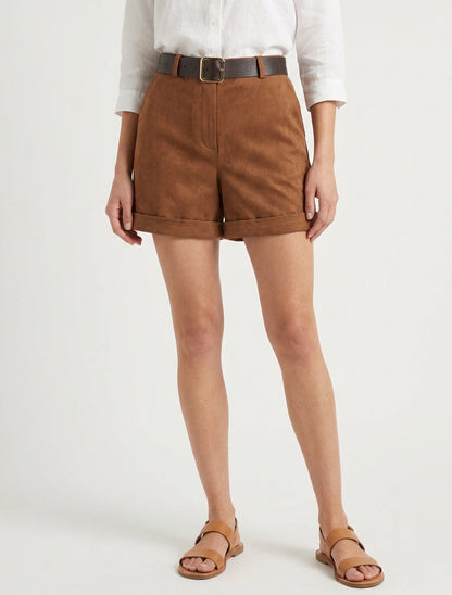 Pantaloncini con risvolto in camoscio - Chameau