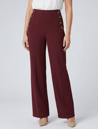 Pantalone tinta unita con chiusura laterale. - Bordeaux