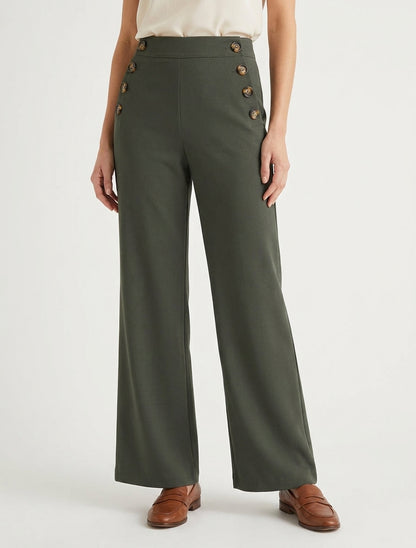 Pantalone tinta unita con chiusura laterale. - Cachi