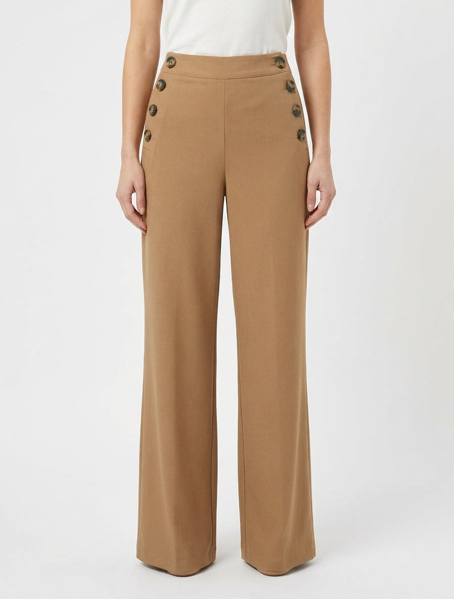 Pantalone tinta unita con chiusura laterale. - Chameau