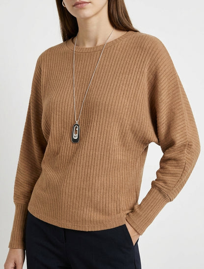 Maglione a coste a maniche lunghe stile pipistrello - Chameau