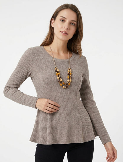 Maglione a coste con taglio svasato e collo rotondo. - Talpa