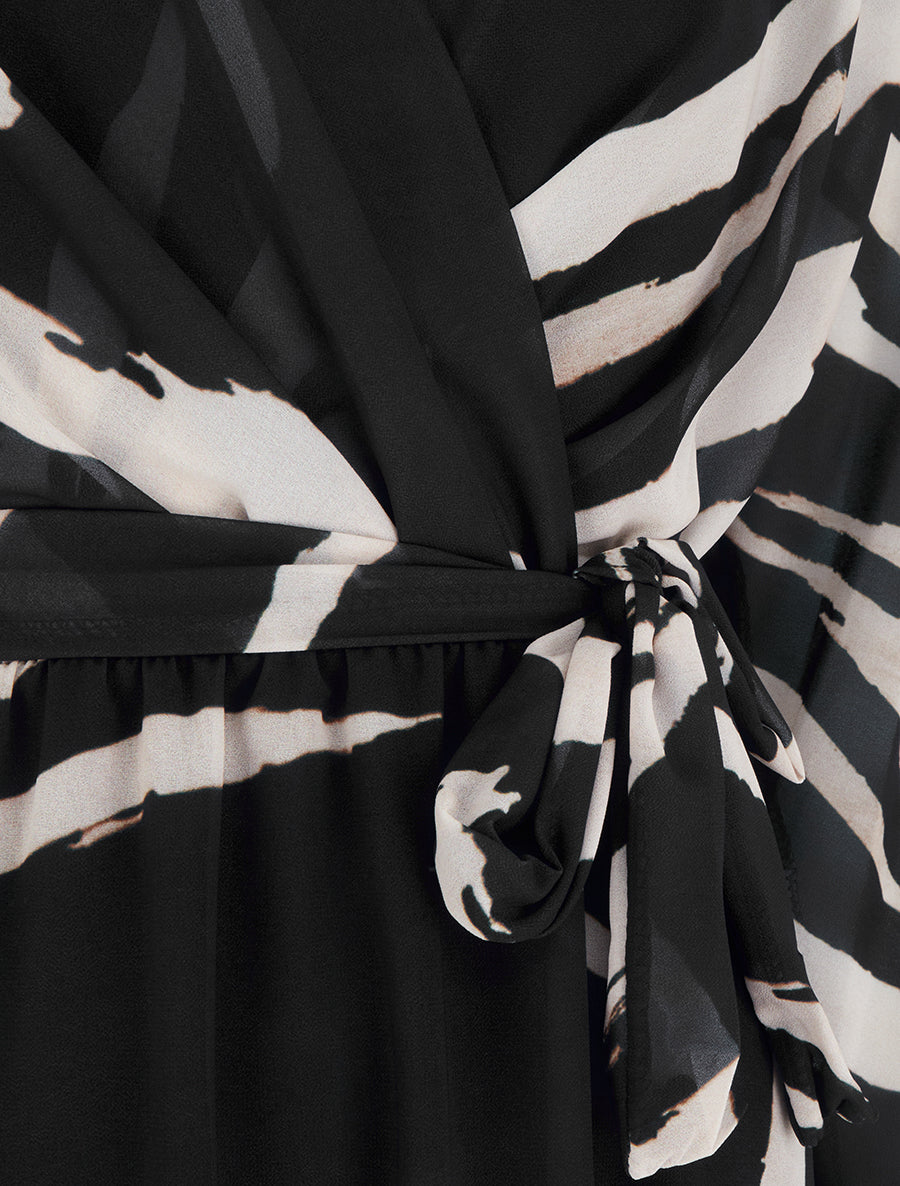 Robe évasée à imprimé abstrait - Noir - 3