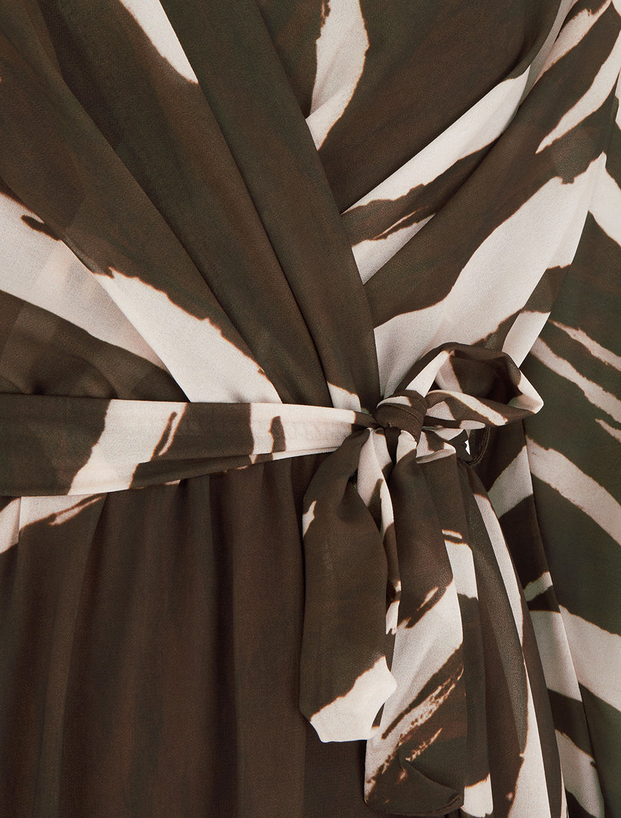 Robe évasée à imprimé abstrait - Marron - 3