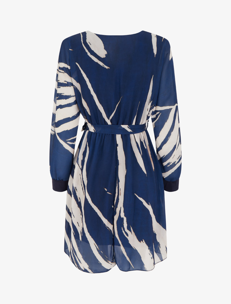 Robe évasée à imprimé abstrait - Marine - 2