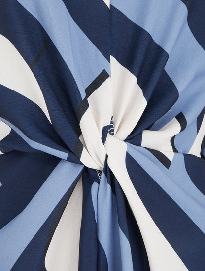 Robe manches longues imprimé graphique - Marine - 3