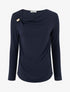 Pull fin à empiècement bijou - Marine - 1