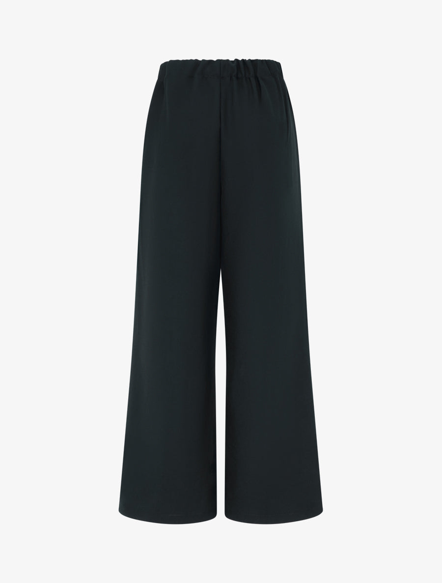 Pantalon ample taille haute à ceinture décorative - Noir - 2