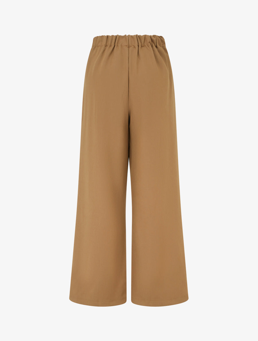 Pantalon ample taille haute à ceinture décorative - Camel - 2