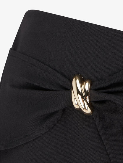 Pantalon ample à pan et bijou métallique - Noir - 3