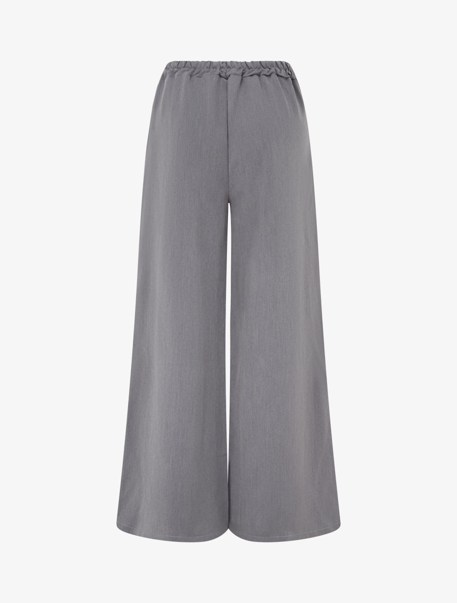 Pantalon ample à pan et bijou métallique - Gris - 2