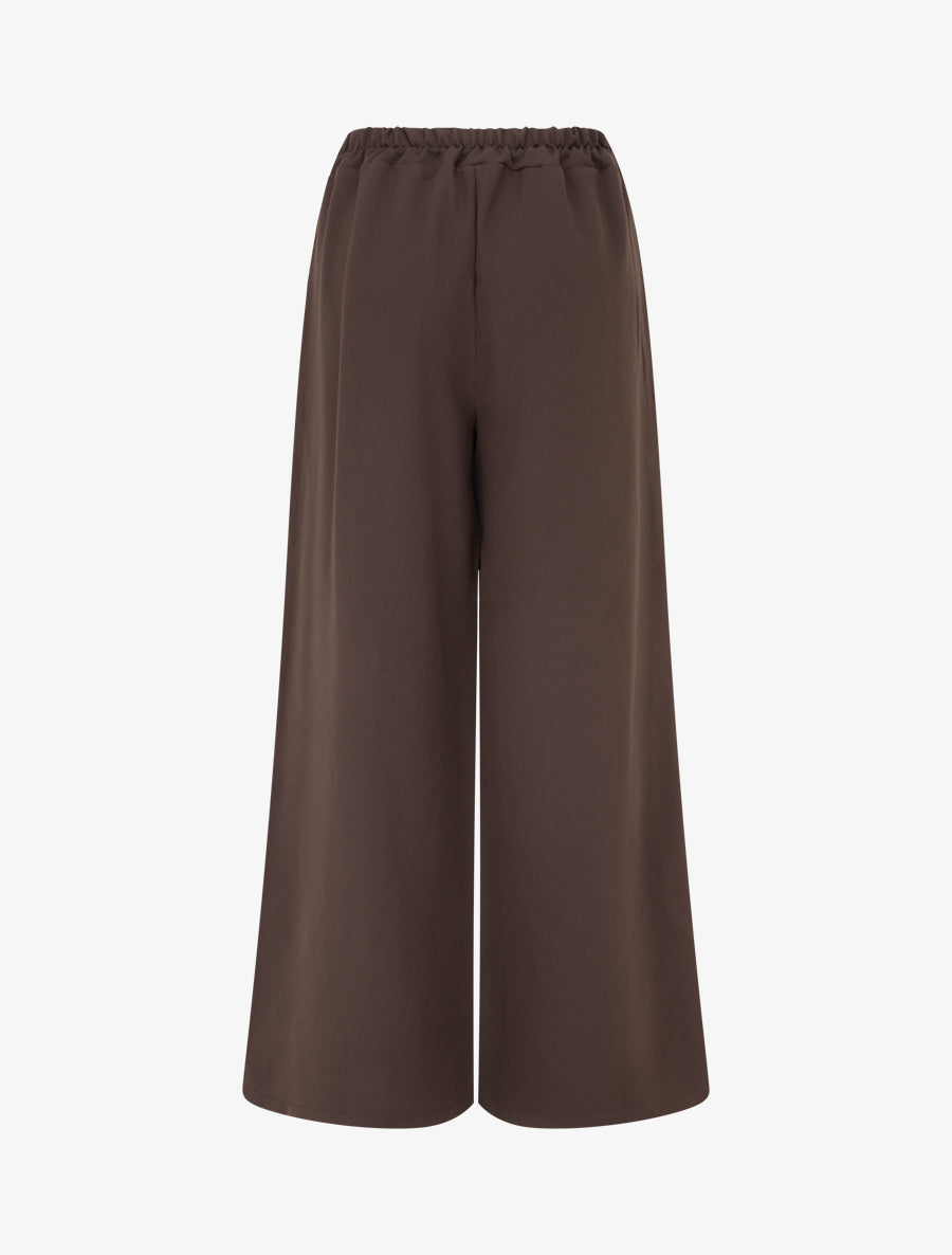 Pantalon ample à pan et bijou métallique - Marron - 2
