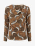 Top droit irisé imprimé ronds fantaisies - Marron - 1