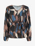 Blouse péplum à imprimé abstrait - Marron - 1