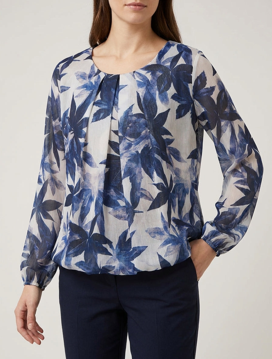 Top sferico iridescente con stampa foglie - Marina