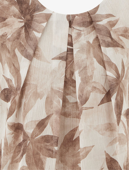 Top boule irisé imprimé feuilles - Taupe - 3