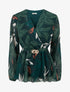 Top cache-coeur imprimé feuillage à bijou floral - Vert foncé - 1