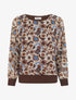 Blouse imprimé rétro à détail irisé - Marron - 1