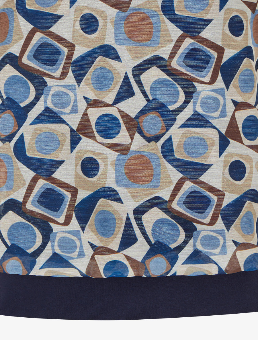 Blouse imprimé rétro à détail irisé - Marine - 3