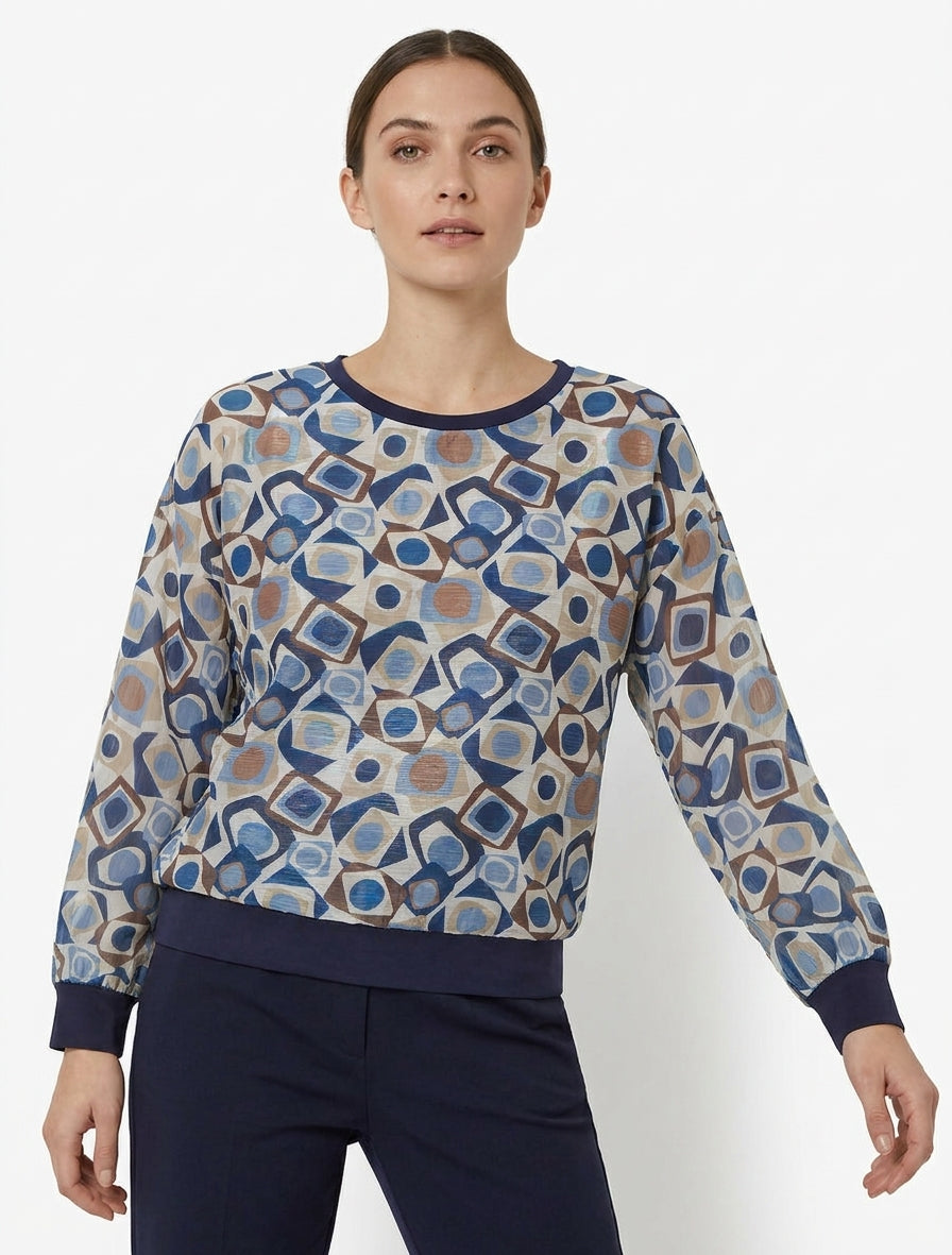 Blusa stampata retrò con dettaglio iridescente - Marina