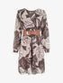 Robe irisée à imprimé grandes feuilles - Marron - 1