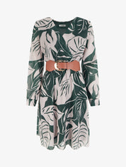 Robe irisée à imprimé grandes feuilles - Vert foncé - 1