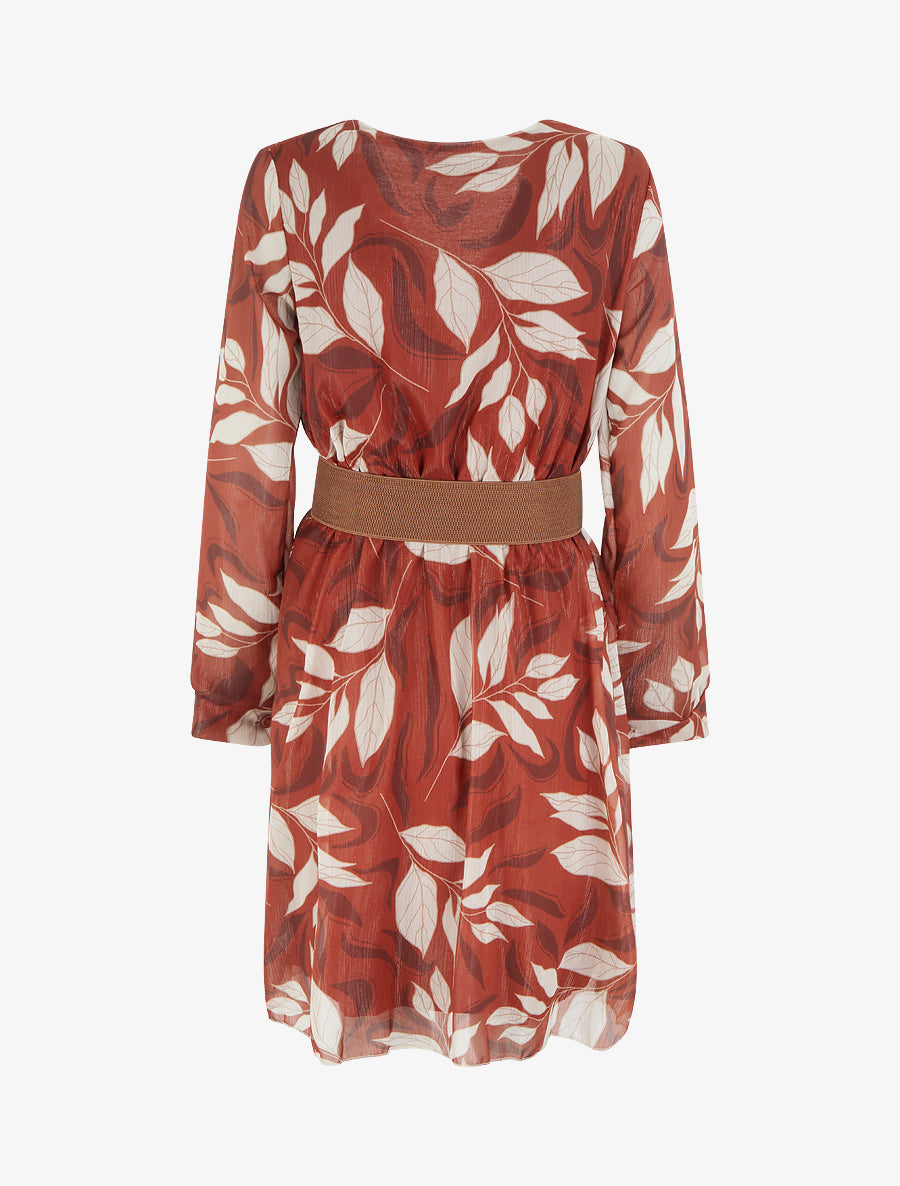 Robe irisée à imprimé feuillage - Rouille - 2