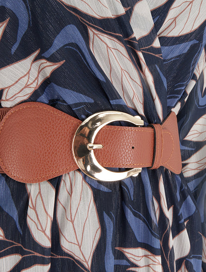 Robe irisée à imprimé feuillage - Marine - 3