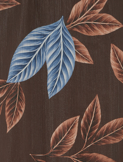Jupe longue en voile irisé imprimé feuilles - Marron - 3