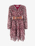 Robe imprimé fantaisie à col cache coeur - Lie de vin - 1