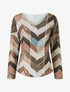 Pull fin imprimé chevron fantaisie - Marron - 1